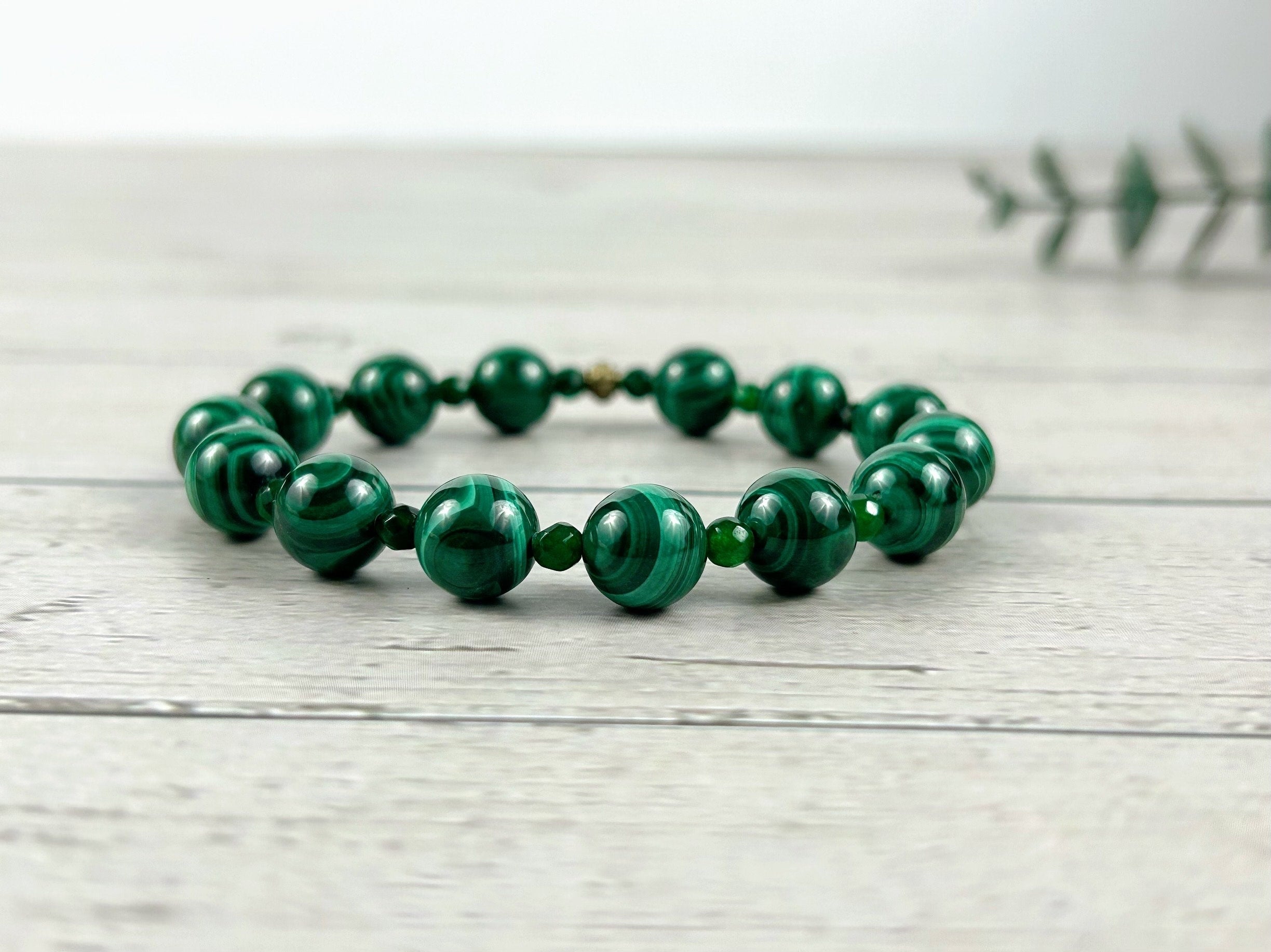 Protection Bracelet, Malachite Bracelet, Gemstone Bracelet, Green Beaded Bracelet, Birthday Gift for Her, Gift for Him