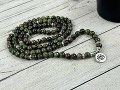 Japa Mala, 108 Mala Beads Necklace, Dragon Bloodstone Mala Necklace, Prayer Beads Necklace, 108 Mala Beads Bracelet, Meditation Necklace