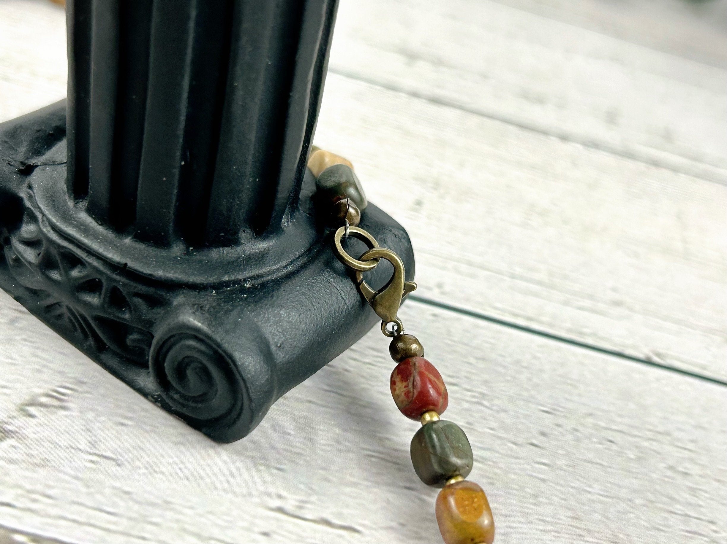 Brown Beaded Necklace, Picasso Jasper Necklace, Gift for Mom, Earth Necklace, Natural Stone Necklace, Gemstone Jewelry, Gift for Her