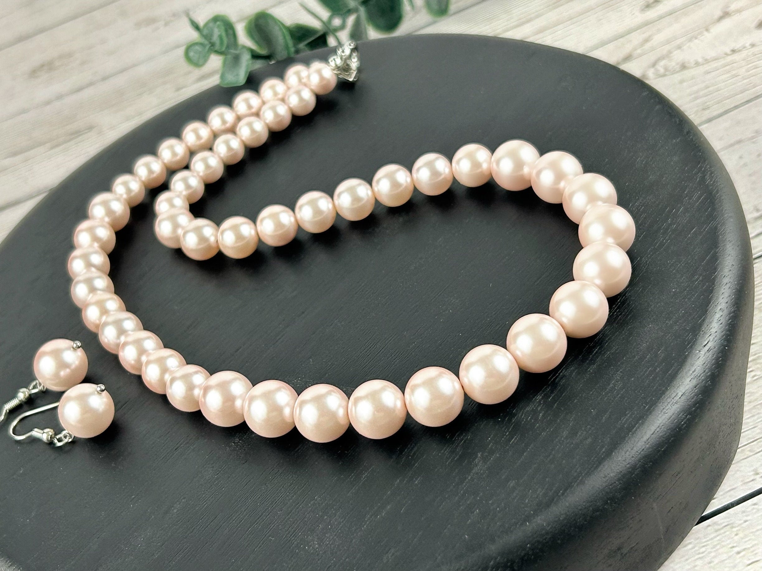 Pearl Necklace, Shell Pearl Necklace, Light Pink Pearl Necklace, Pearl Jewelry, Necklace for Women, Birthday Gift for Her, Bridesmaid Gift