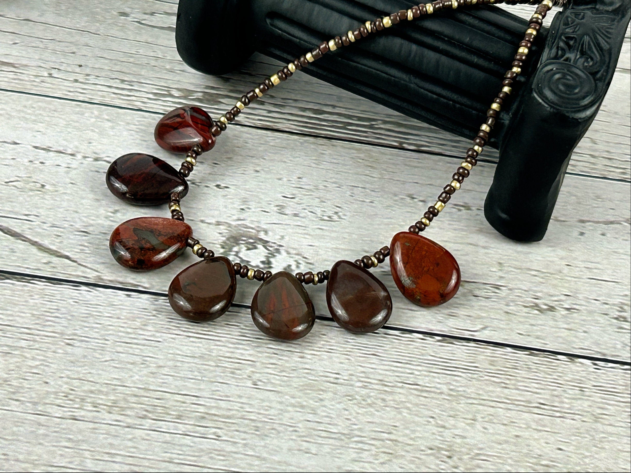 Beaded Necklace, Red Creek Jasper Necklace, Statement Necklace, Gemstones Jewelry, Birthday Gift for Her, Anniversary Gift