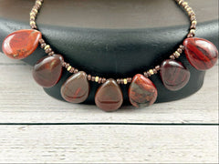 Beaded Necklace, Red Creek Jasper Necklace, Statement Necklace, Gemstones Jewelry, Birthday Gift for Her, Anniversary Gift