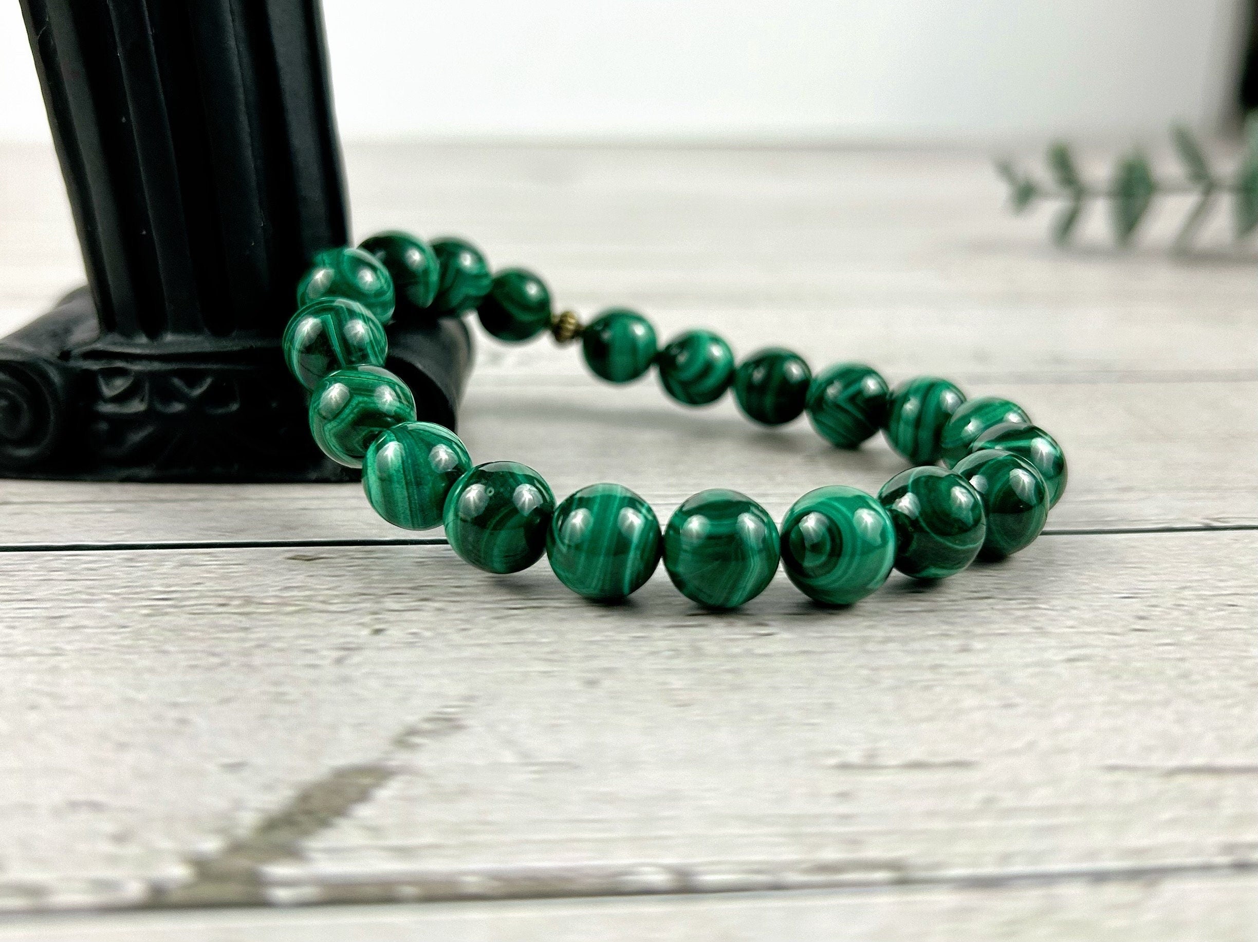 Protection Bracelet, Malachite Bracelet, Gemstone Bracelet, Green Beaded Bracelet, Birthday Gift for Her, Gift for Him