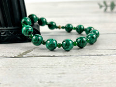 Protection Bracelet, Malachite Bracelet, Gemstone Bracelet, Green Beaded Bracelet, Birthday Gift for Her, Gift for Him