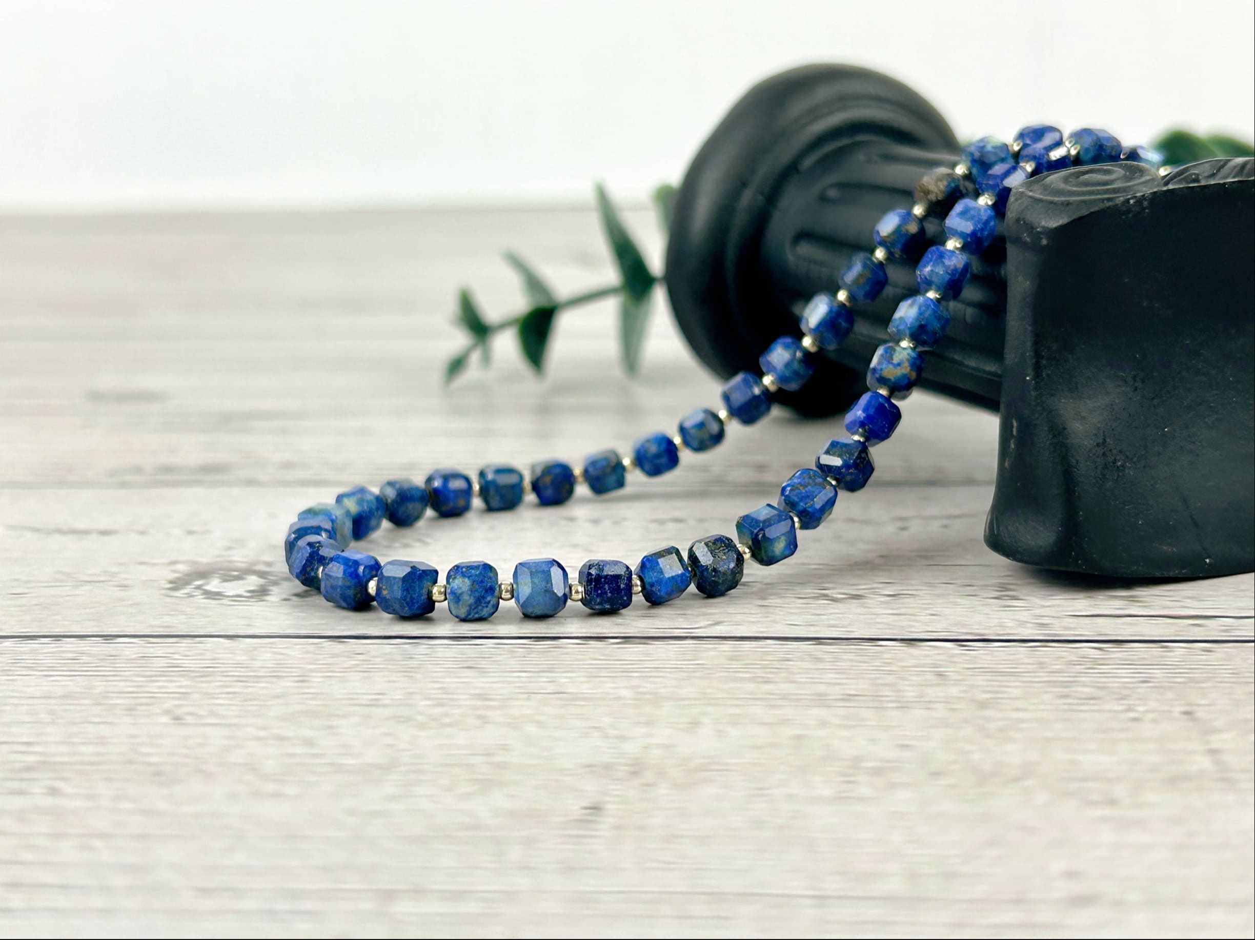 Lapis Lazuli Necklace, Blue Beaded Necklace, Lapis Lazuli Choker Necklace, Gemstone Necklace, Boho Necklace, Handmade Jewelry, Gift for Her