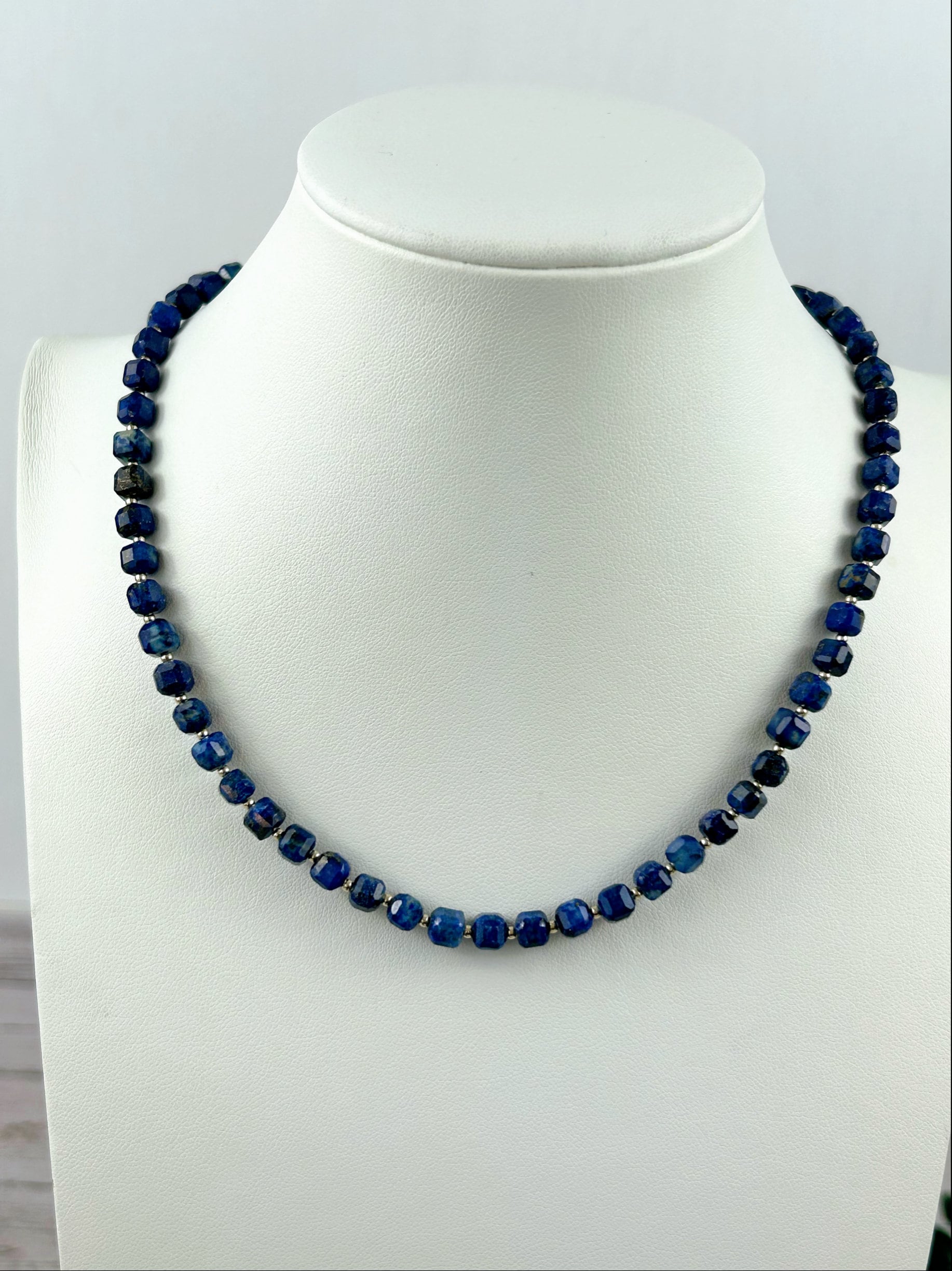 Lapis Lazuli Necklace, Blue Beaded Necklace, Lapis Lazuli Choker Necklace, Gemstone Necklace, Boho Necklace, Handmade Jewelry, Gift for Her