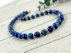 Lapis Lazuli Necklace, Blue Beaded Necklace, Natural Stone Necklace, Blue Lapis Lazuli, Gift for Her, Personalized Jewelry, Necklace for Her