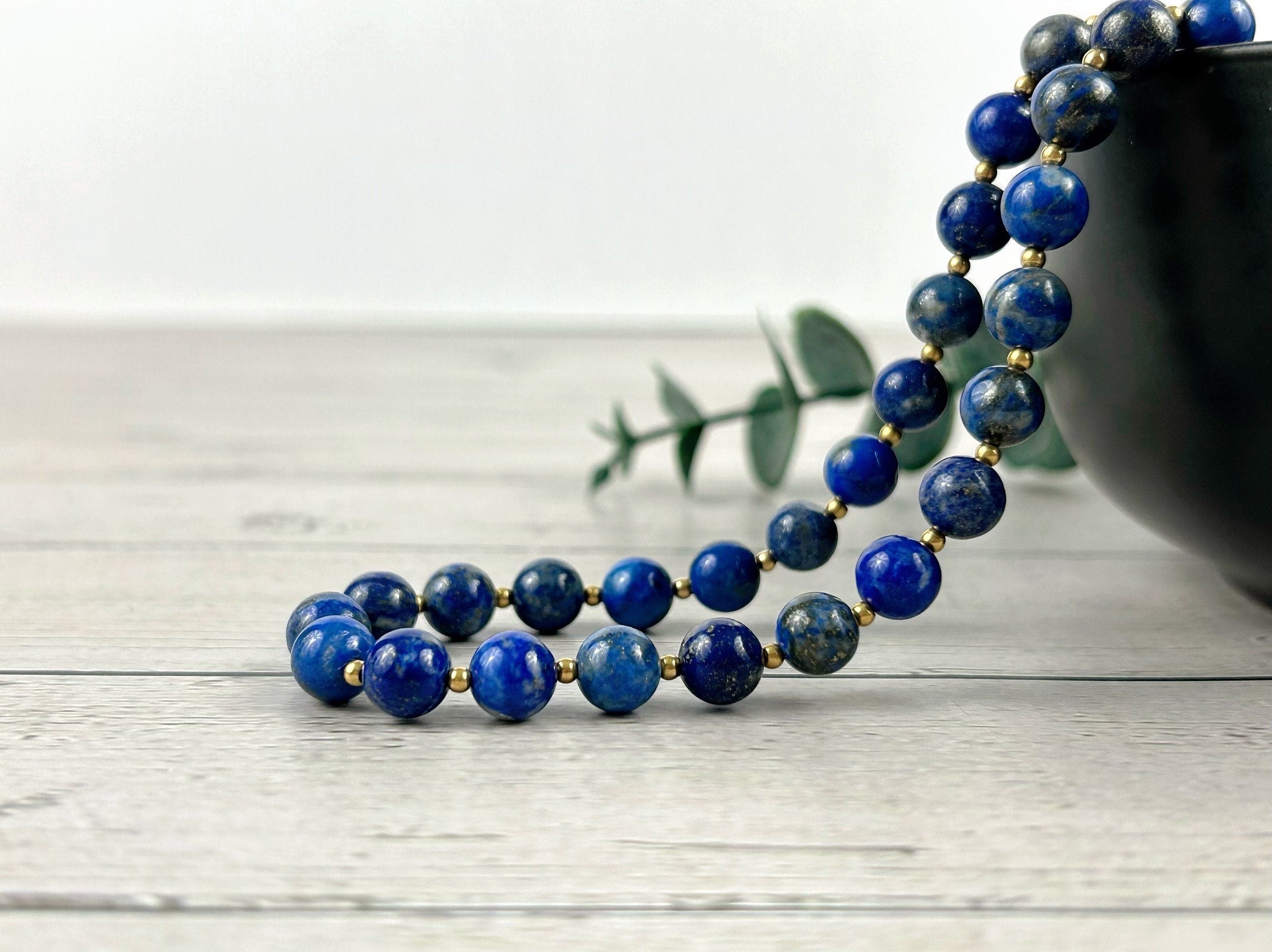 Lapis Lazuli Necklace, Blue Beaded Necklace, Natural Stone Necklace, Blue Lapis Lazuli, Gift for Her, Personalized Jewelry, Necklace for Her