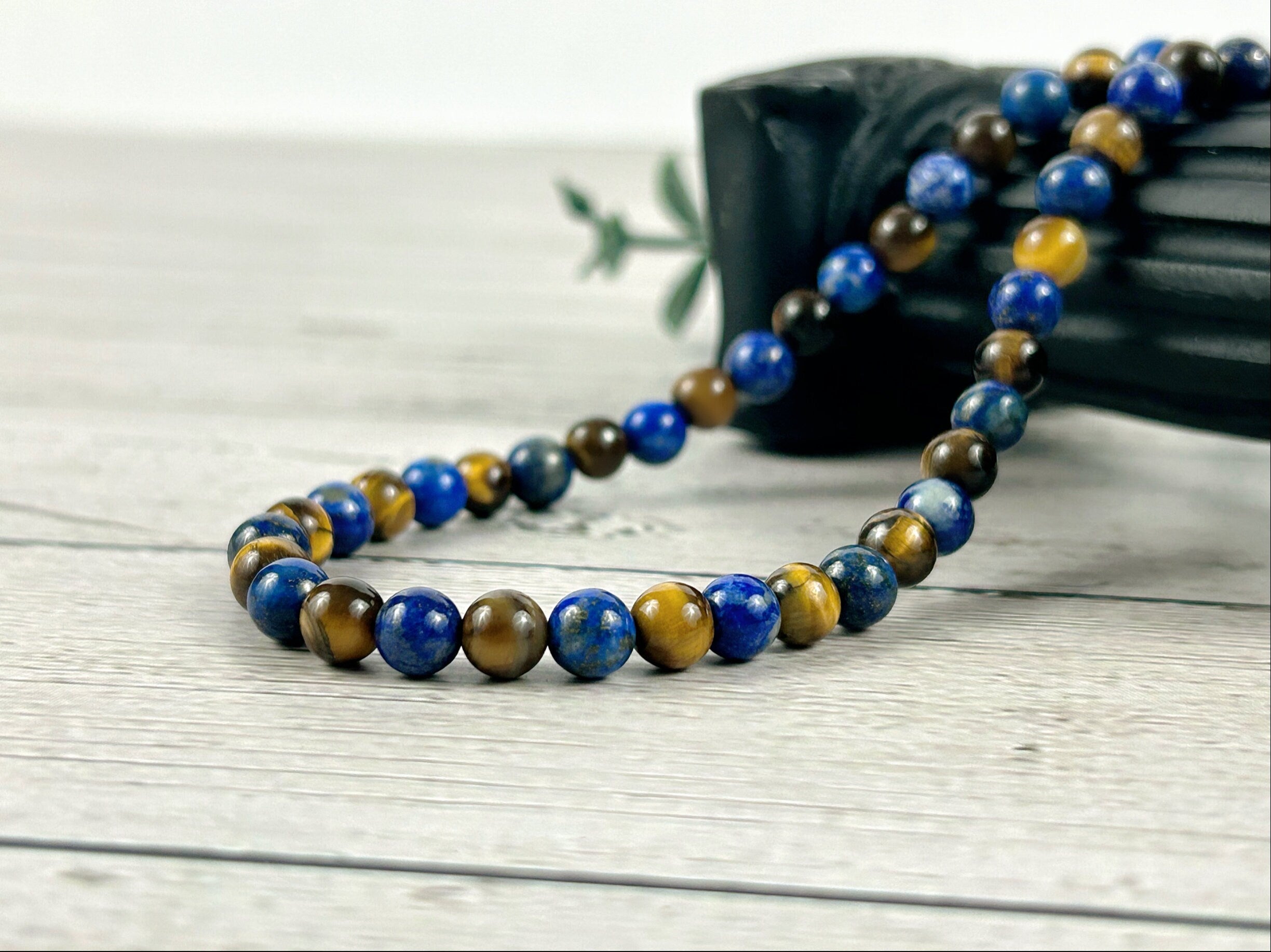 Lapis Lazuli Necklace, Tigers Eye Necklace, Beaded Necklace, Natural Stone Necklace Gift for Him, Protection Jewelry, Grounding,Gift for Her