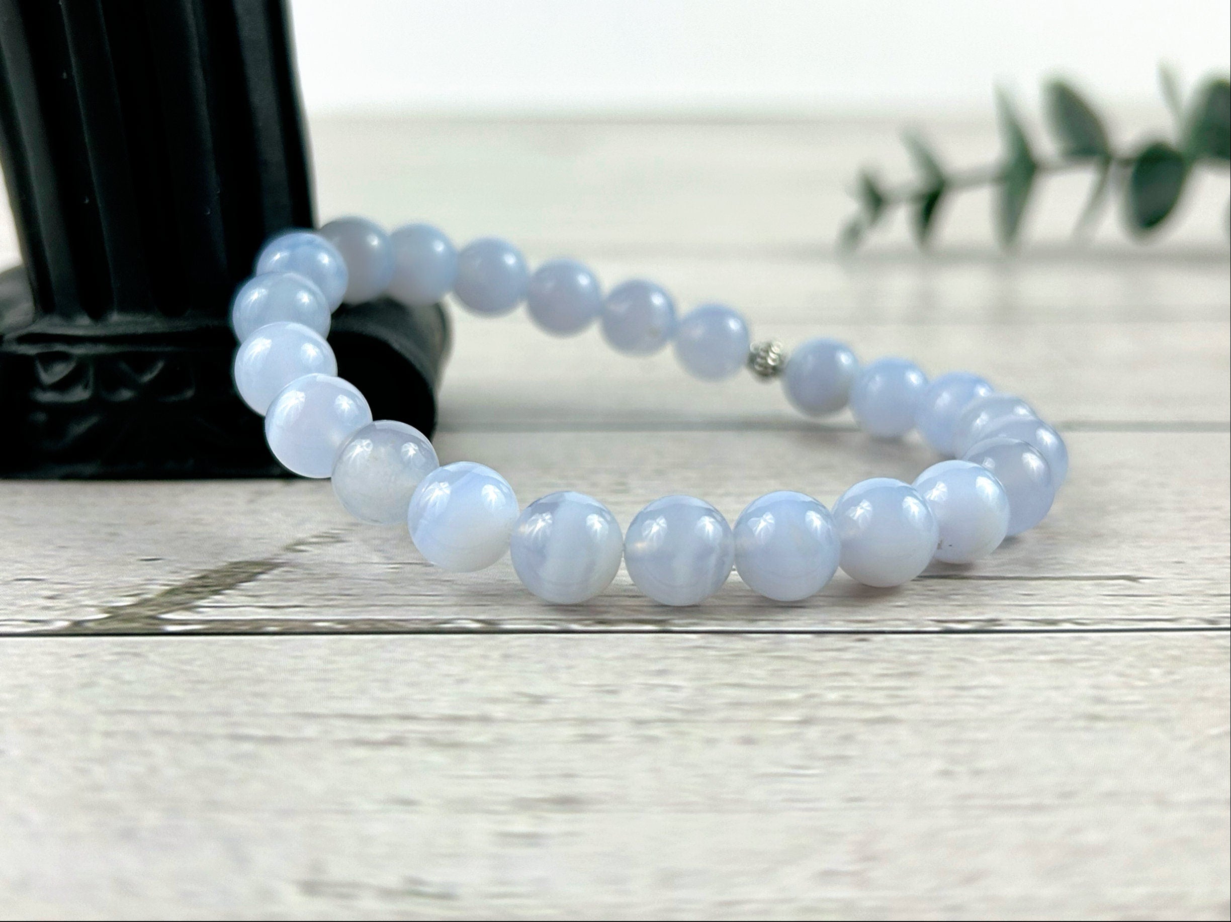 Blue Lace Agate Bracelet, Gift for Him, Gift for Her