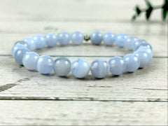 Blue Lace Agate Bracelet, Gift for Him, Gift for Her