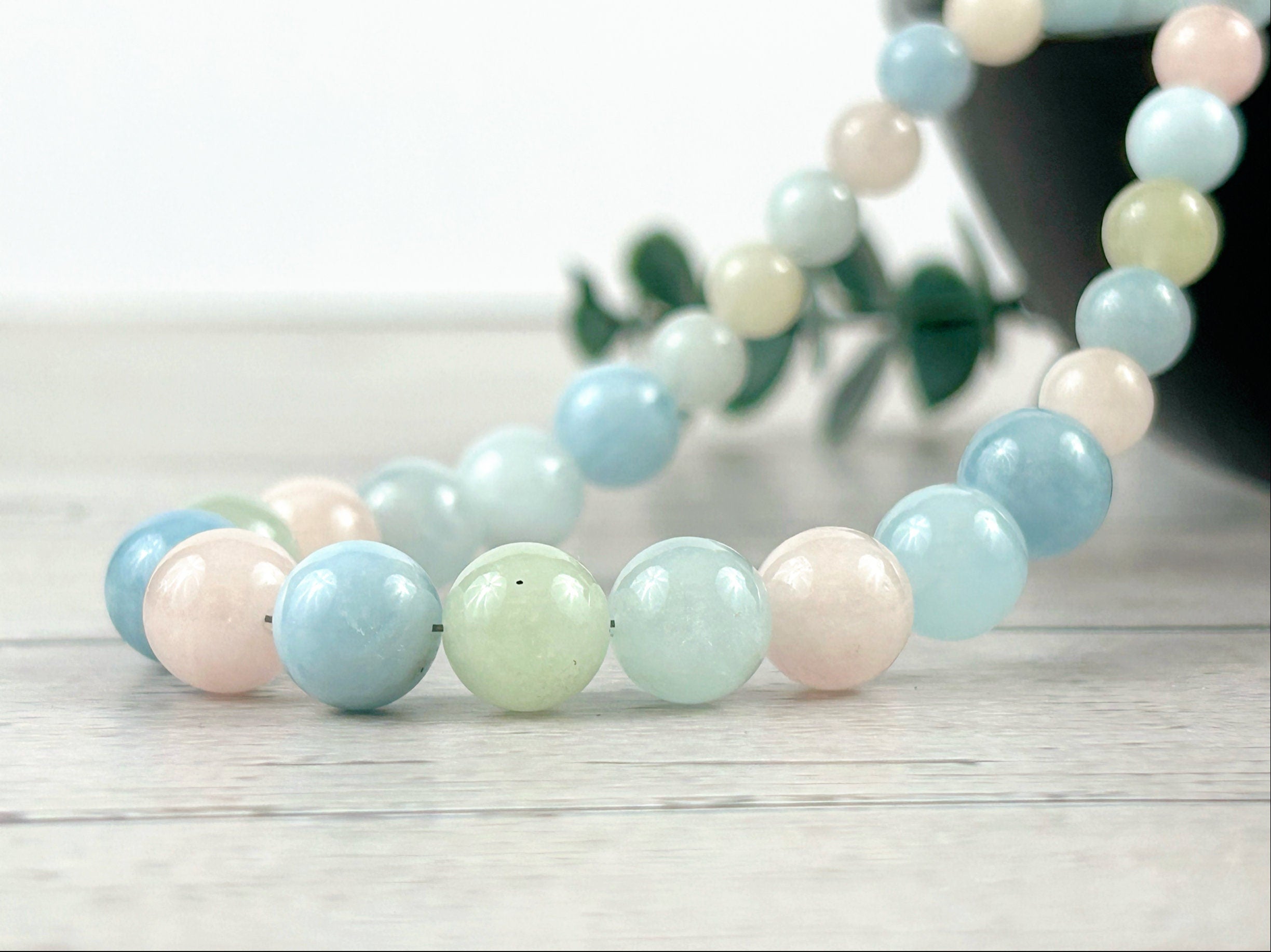 Morganite Necklace, Anxiety Relief Beaded Necklace, Natural Stone Necklace, Gemstones Necklace, Necklace Gift for Her, Handmade Necklace