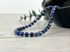 Lapis Lazuli Necklace, Blue Beaded Necklace, Lapis Lazuli Choker Necklace, Gemstone Necklace, Boho Necklace, Handmade Jewelry, Gift for Her