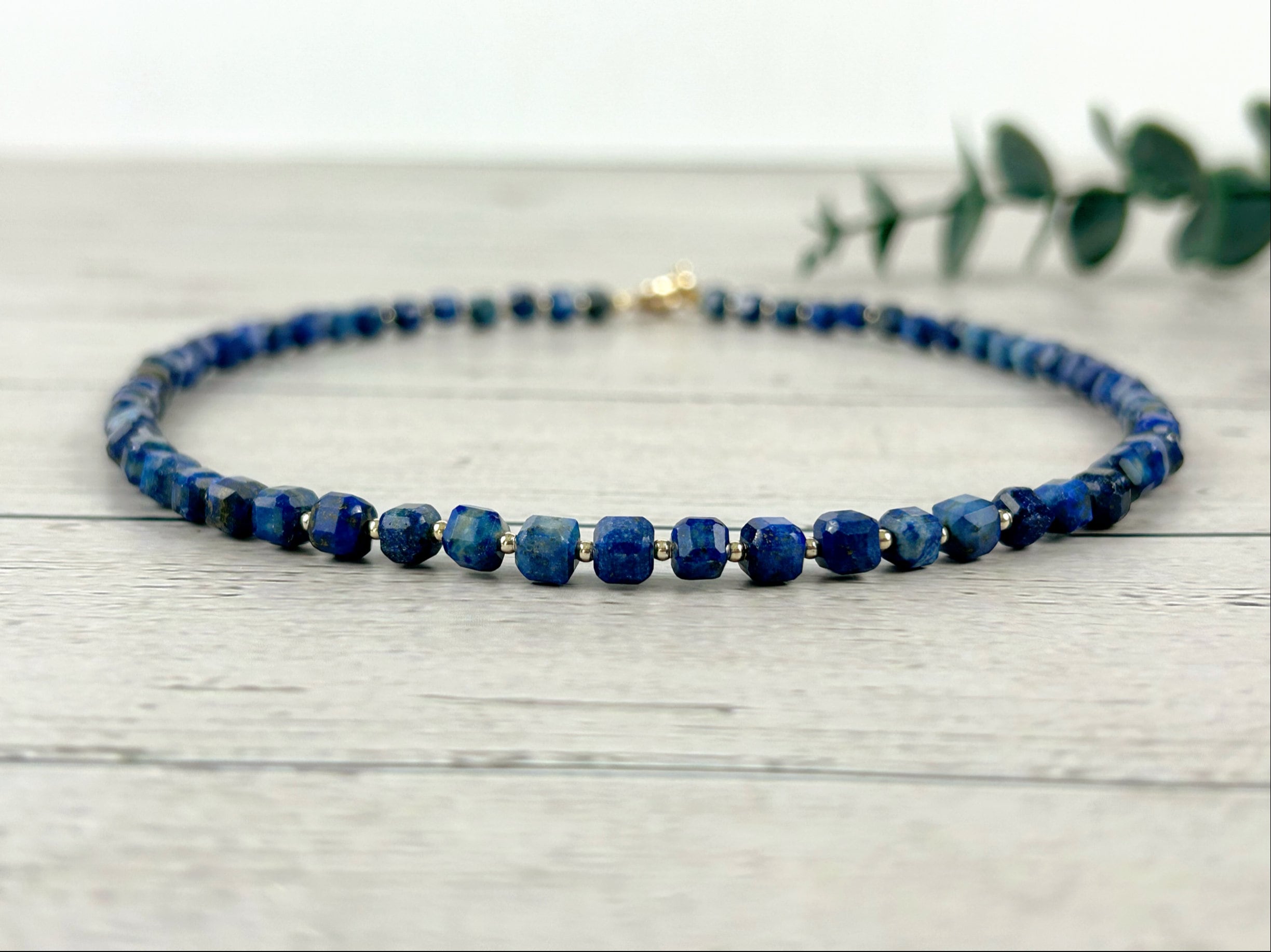 Lapis Lazuli Necklace, Blue Beaded Necklace, Lapis Lazuli Choker Necklace, Gemstone Necklace, Boho Necklace, Handmade Jewelry, Gift for Her