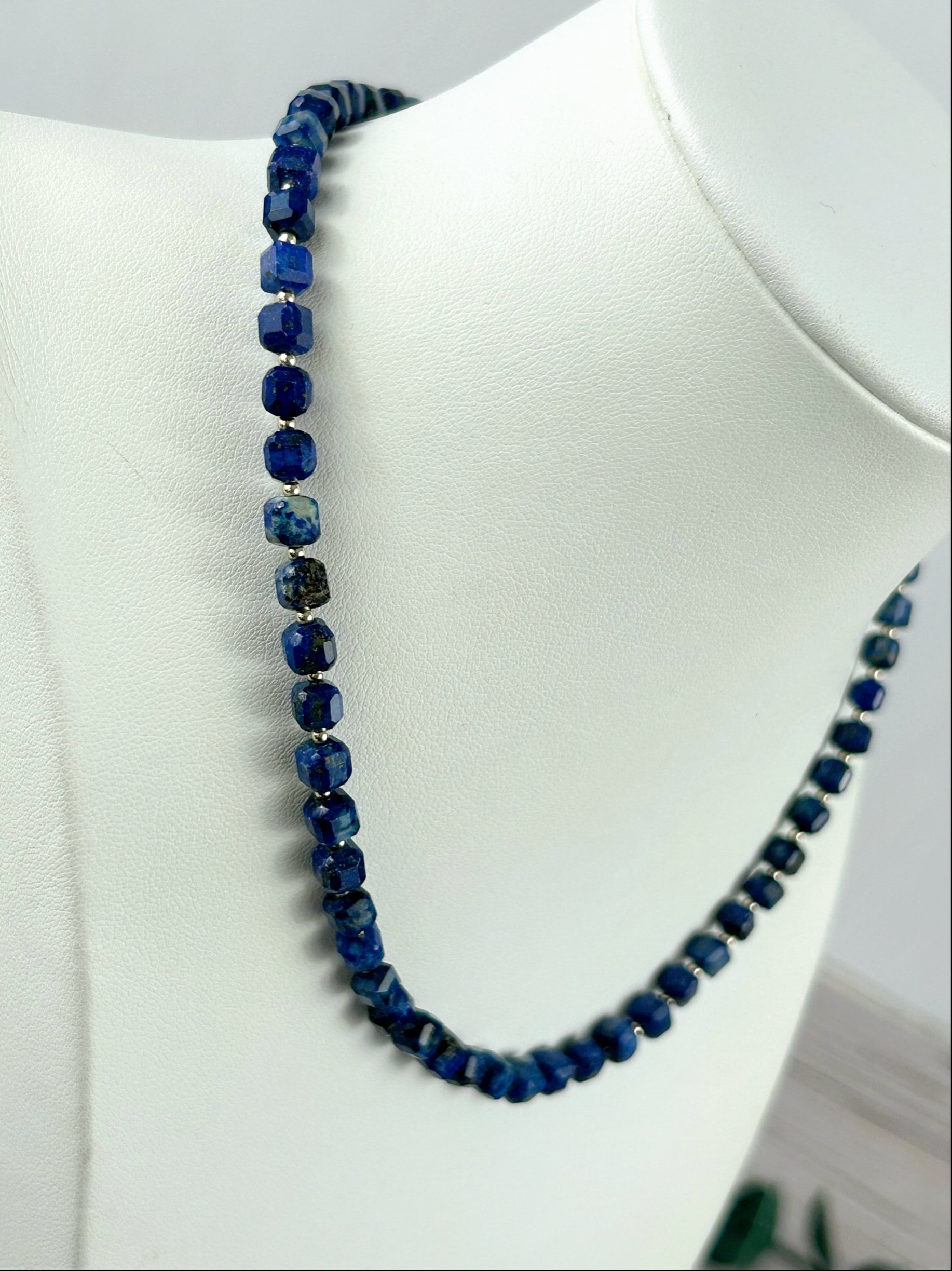 Lapis Lazuli Necklace, Blue Beaded Necklace, Lapis Lazuli Choker Necklace, Gemstone Necklace, Boho Necklace, Handmade Jewelry, Gift for Her