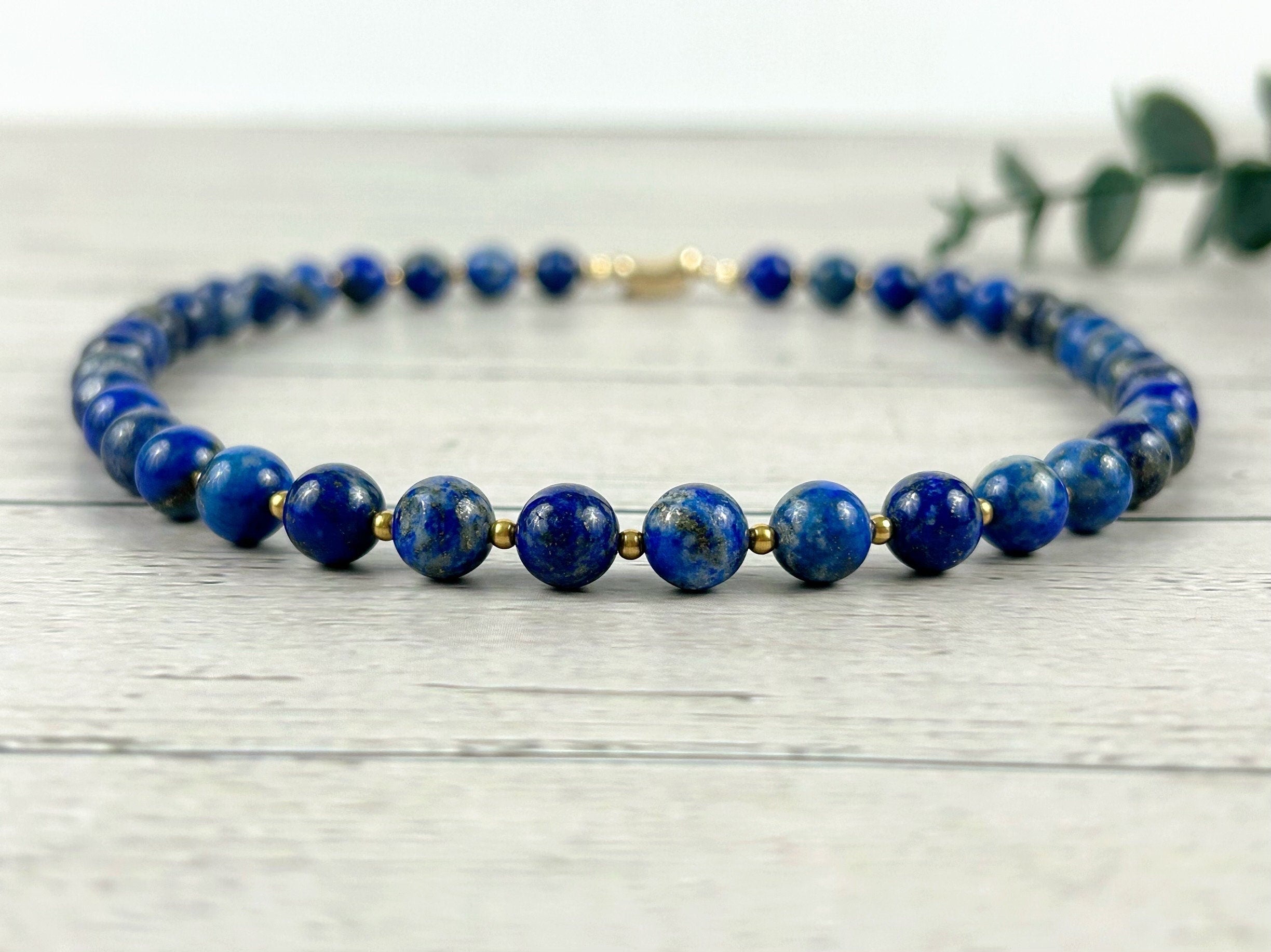 Lapis Lazuli Necklace, Blue Beaded Necklace, Natural Stone Necklace, Blue Lapis Lazuli, Gift for Her, Personalized Jewelry, Necklace for Her
