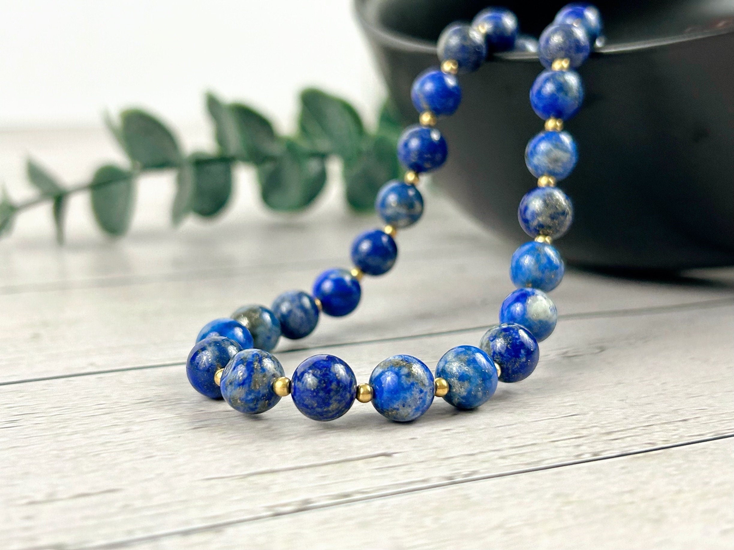 Lapis Lazuli Necklace, Blue Beaded Necklace, Natural Stone Necklace, Blue Lapis Lazuli, Gift for Her, Personalized Jewelry, Necklace for Her