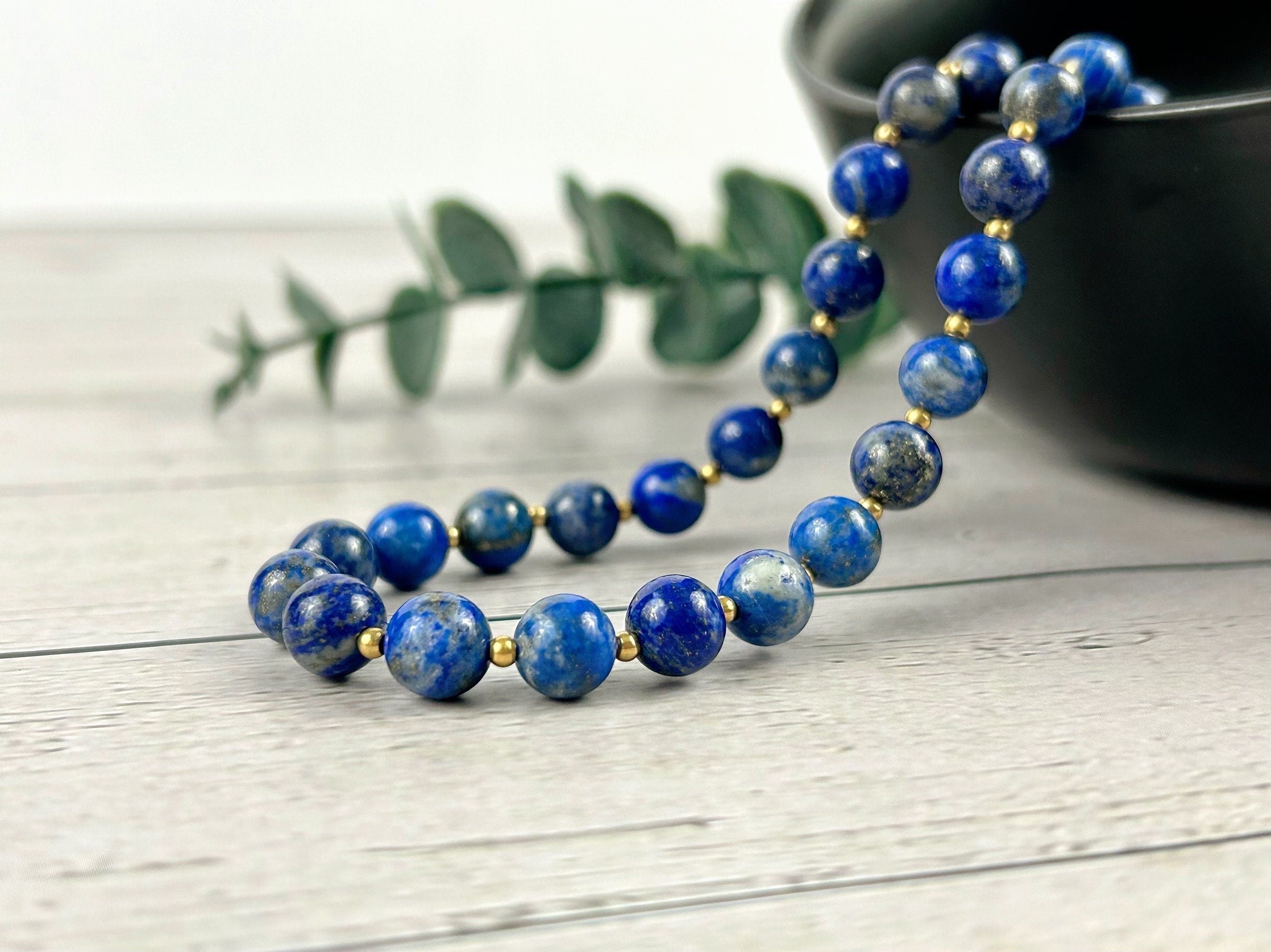 Lapis Lazuli Necklace, Blue Beaded Necklace, Natural Stone Necklace, Blue Lapis Lazuli, Gift for Her, Personalized Jewelry, Necklace for Her