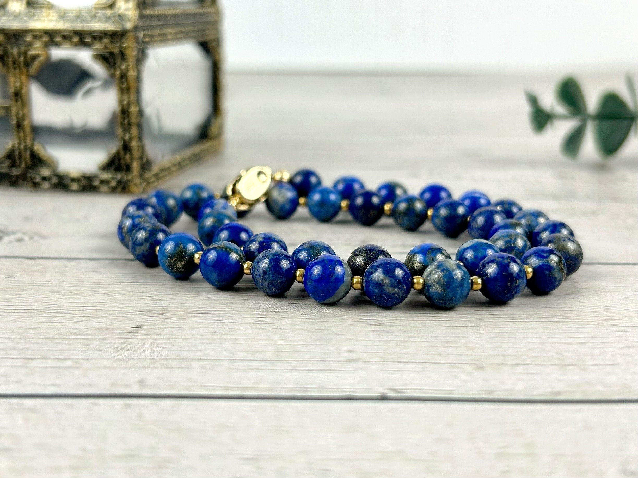Lapis Lazuli Necklace, Blue Beaded Necklace, Natural Stone Necklace, Blue Lapis Lazuli, Gift for Her, Personalized Jewelry, Necklace for Her